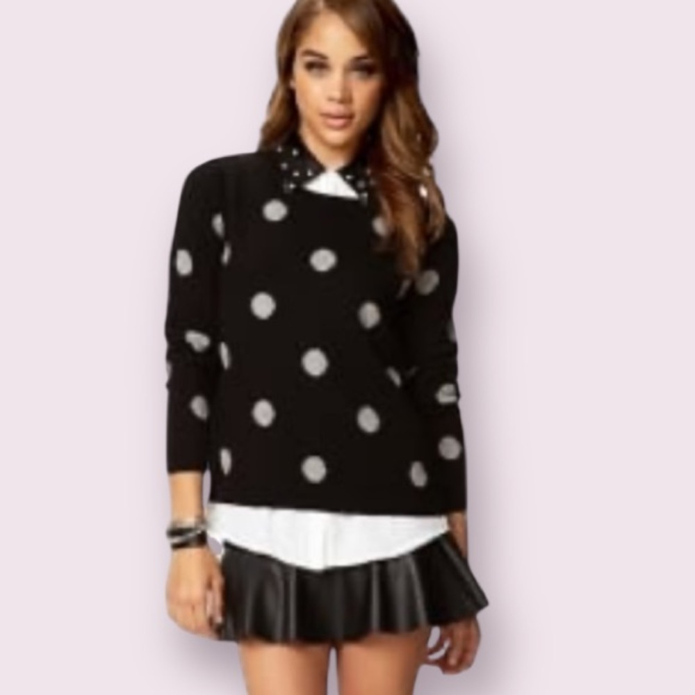 Forever 21 Black And White Polka Dot Sweater